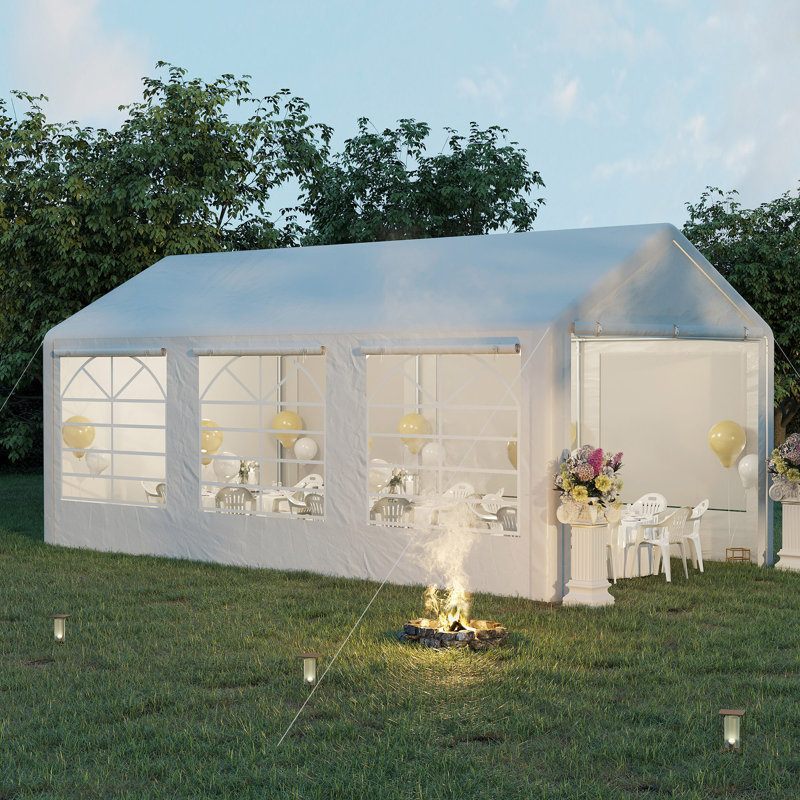 Outsunny Heavy Duty Carport Party Tent with Removable Sidewalls and Double Doors Large Canopy Tent Sun Shade Shelter for Parties Wedding Outdoor Events BBQ Reviews Wayfair